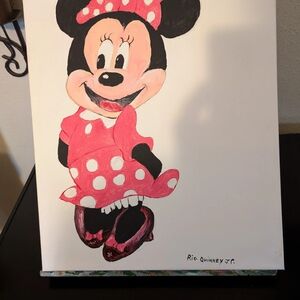 Charming Cartoon Character Art Painting - Pink and Black